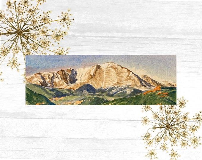Pikes Peak Colorado Bookmark, Bookish Gift, Watercolor Painting of the Rocky Mountains