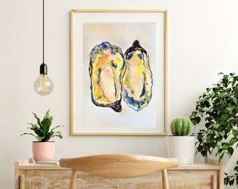 Oyster Watercolor Print, Large Wall Art, 16x20 Print