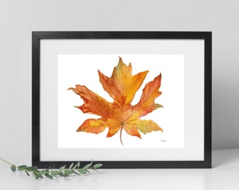 Watercolor Fall Maple Leaf Art Print