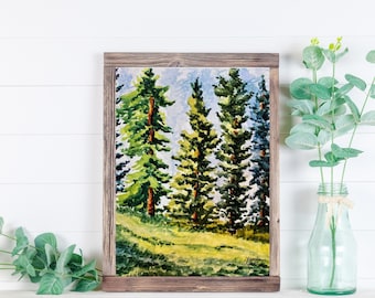 Art Print, Watercolor painting of Pine Trees in a Colorado Meadow, Large Art Print, 16x20 Print