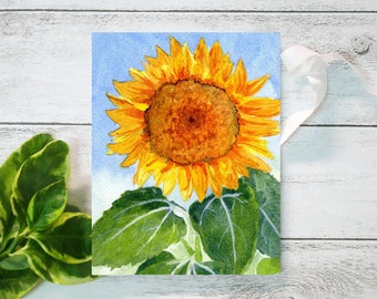 Sunflower Card, 5x7 Greeting Card, Blank Greeting Card, Watercolor Card