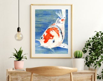Fish Art Print, Watercolor Painting of a Koi Fish