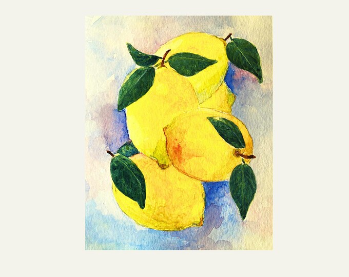 Lemon Watercolor Art Print, Bright Citrus-Inspired Wall Decor for Kitchen, Bedroom & Bathroom