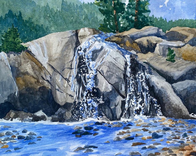 Colorado Springs Watercolor: Helen Hunt Falls Mountain Landscape Print - Nature Wall Art for Home Decor