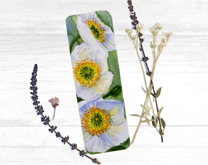 Watercolor Poppy Bookmark for Reader Fans, Laminated Art for a Book Lover Gift, Bookish Stationary