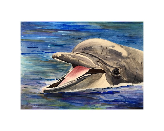Dolphin Watercolor Art Print: Sealife Painting for Home Decor