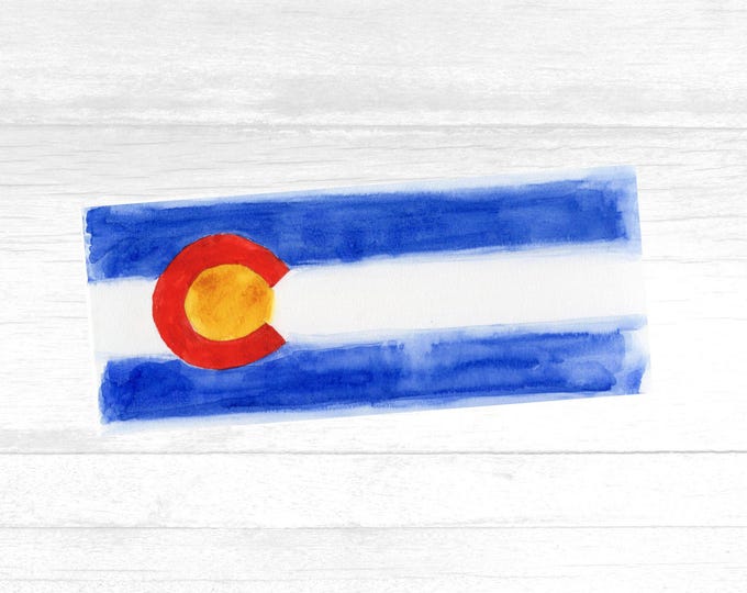 Colorado Bookmark, Flag Art  from Watercolor Painting of the Colorado State Flag
