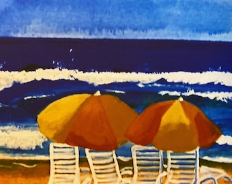 Beach Painting, Landscape Watercolor, Wall Art Print