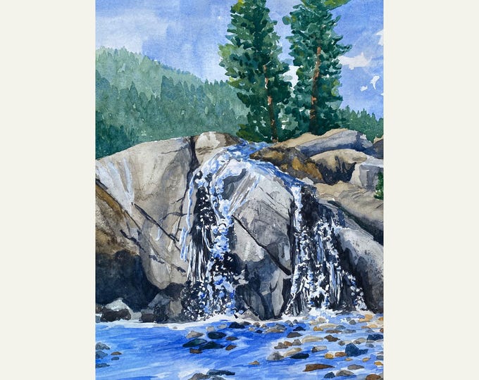 Helen Hunt Falls Watercolor Print: Colorado Springs Mountain Landscape by Christina Vilgiate