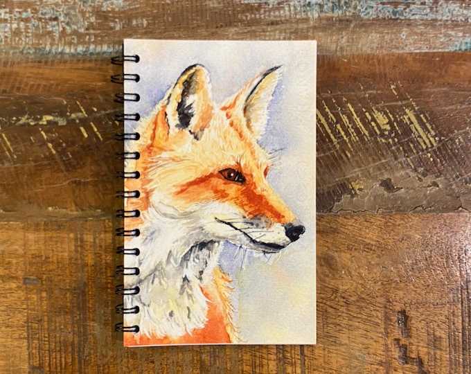 Watercolor Fox Journal, Handmade 5x8 Sketchbook