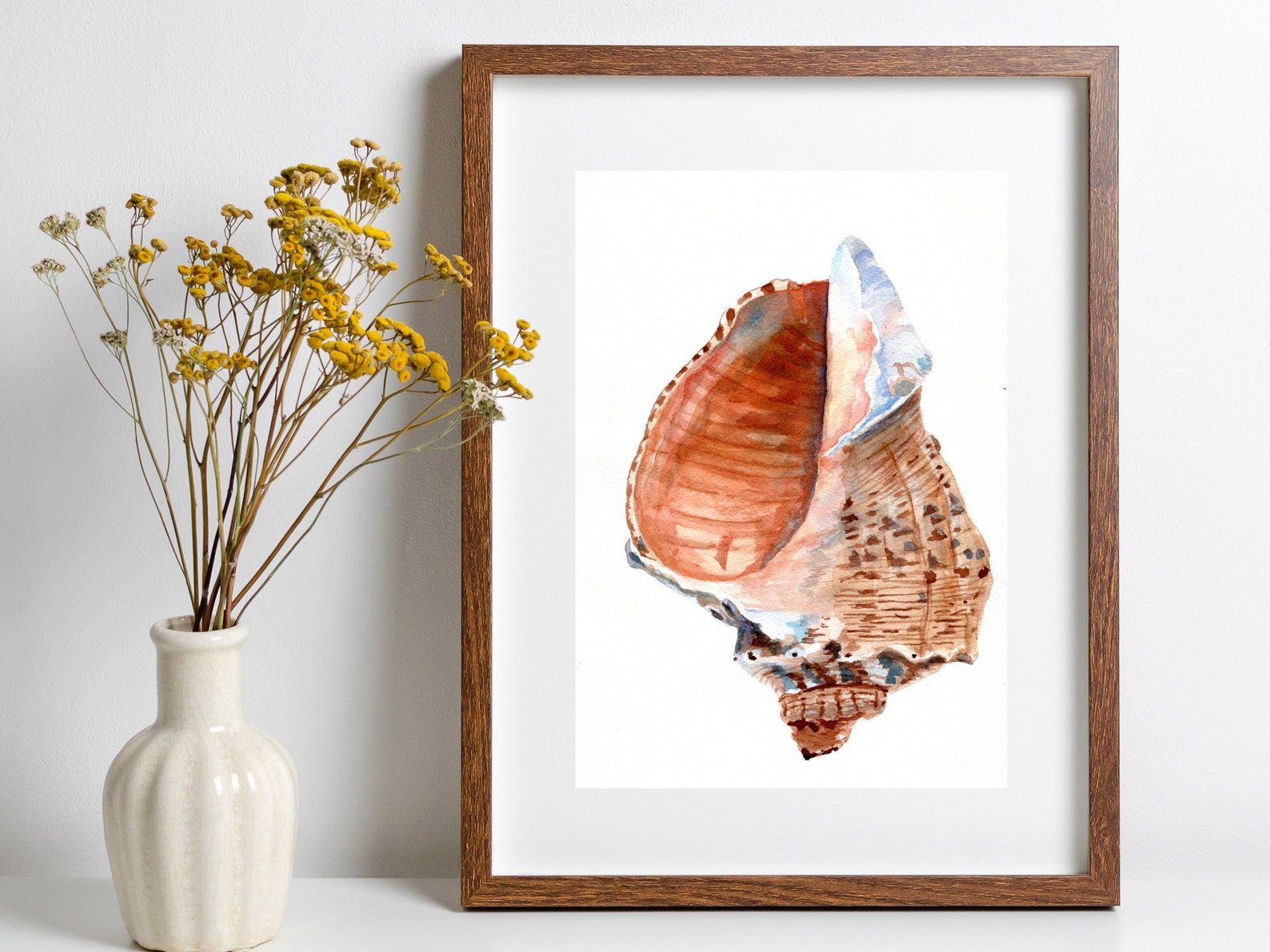Conch Shell Watercolor Print: Vertical Ocean Wall Art - Etsy