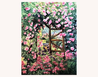 Rose Watercolor Painting: Garden Wall Art Floral Print Home Decor Gift