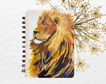 Lion Art Journal, Soft Cover 5x7 Notebook, Cute Writing Keepsake, Gift for Writers, Personal Book
