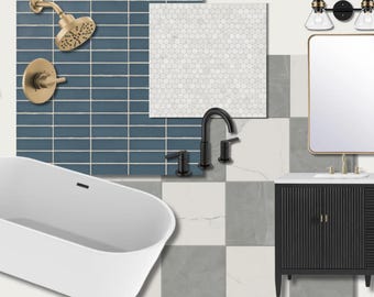 Modern Contemporary Bathroom Mood Board Design (PDF Download)
