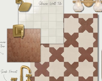 Spanish Revival Bathroom Design Mood Board (PDF Download)