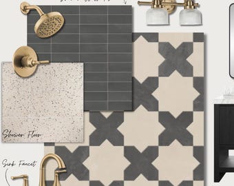 Modern Mediterranean Bathroom Design Mood Board (PDF Download)