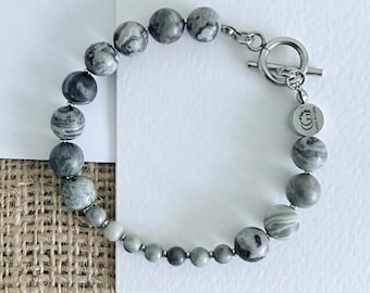 Jasper Grounding Breathing Beads, Meditation Crystal Bracelet, Mindfulness Yoga Beads, Anxiety Breathwork Tool, Spiritual Holistic Jewellery