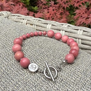 Rhodonit sorgstödjande andningspärlor, andningsarbete, chakrakristallarmband, meditationspärlor, mindfulnessgåva, spirituella yogasmycken