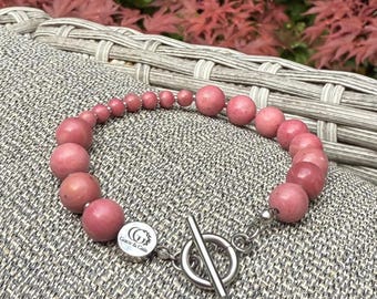 Rhodonite Grief Support Breathing Beads, Breathwork, Chakra Crystal Bracelet, Meditation Beads, Mindfulness Gift, Spiritual Yoga Jewellery
