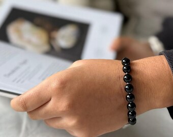 Black Onyx Breathing Beads, Clarity Crystal Bracelet, Mindfulness Meditation Ritual, Handmade Breathwork Tool, Grounding Spiritual Jewellery