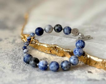 Sodalite Breathing Beads, Clarity Crystal Bracelet, Mindfulness Meditation Ritual, Handmade Breathwork Tool, Grounding Spiritual Jewellery
