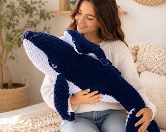 Whale Crochet Pattern PDF Amigurumi Plush Toy Tutorial Sea Creature Pattern Guide