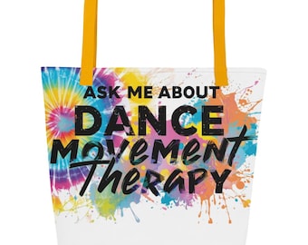 Fråga mig om dansrörelseterapi - Stor tygväska med heltäckande tryck