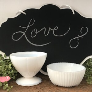 Pair of Vintage Milk Glass Miniature Dessert Cups