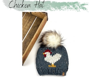 KNIT Chicken Hat PATTERN Only Knit Instructions Downloadable PDF File Adult Size