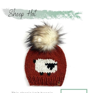 Molde para Gorro de Ovelha - Instruções de Tricô (Arquivo PDF para Download) - Tamanho Adulto