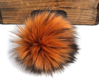 Handmade Flame Orange Faux Fur Pom Pom for Hats