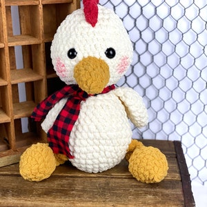 Off White Crochet Chicken Plushie, Crochet Chicken, Stuffed Chicken, Amigurumi Chicken Hen, Handmade Stuffed Animal