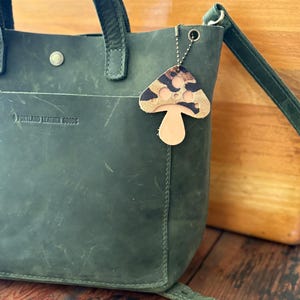 Shroomie Leather Mushroom Keyring Purse Charm, Bag Clip on Mushroom Fob, Cute Mushroom Lovers Accessory