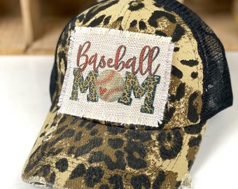 Baseball Mom Ponytail Trucker Hat, Mesh Baseball Cap, Distressed Frayed Baseball Mom Mesh Trucker Hat Cap