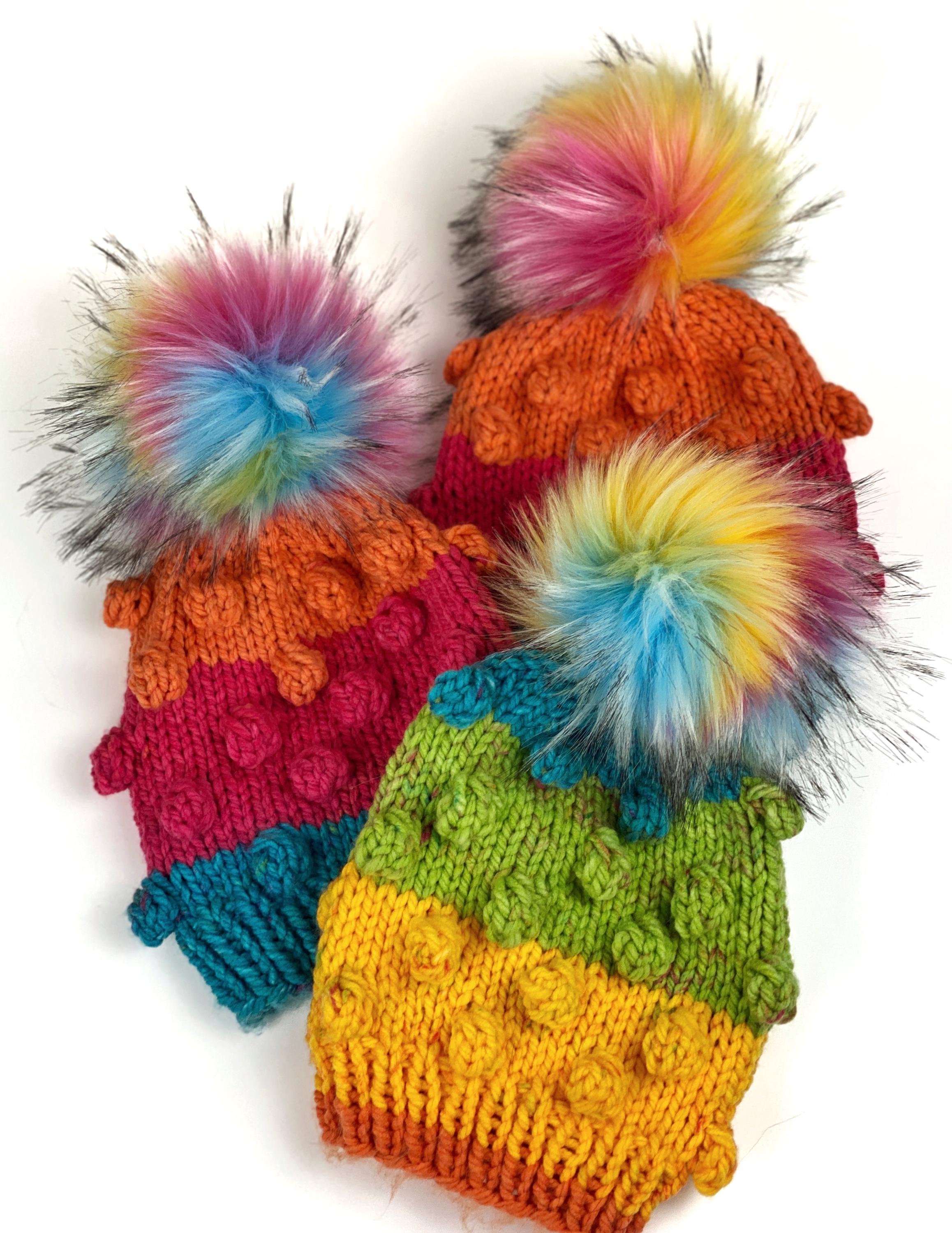 Rainbow Fur Pom Pom Hat Rainbow Faux Fur Pom-pom: 6 main image 2