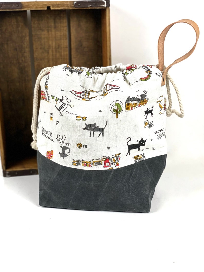 Cats of London Waxed Canvas Project Bag Whimsical Retro Cats Etsy