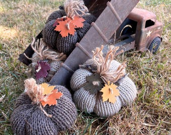 Fisherman’s Wool Knit Pumpkin Natural Fall Colors Halloween Fall Home Decor