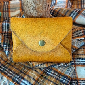 Cowhide Leather Card Wallet Hair On Hide Snap Pouch