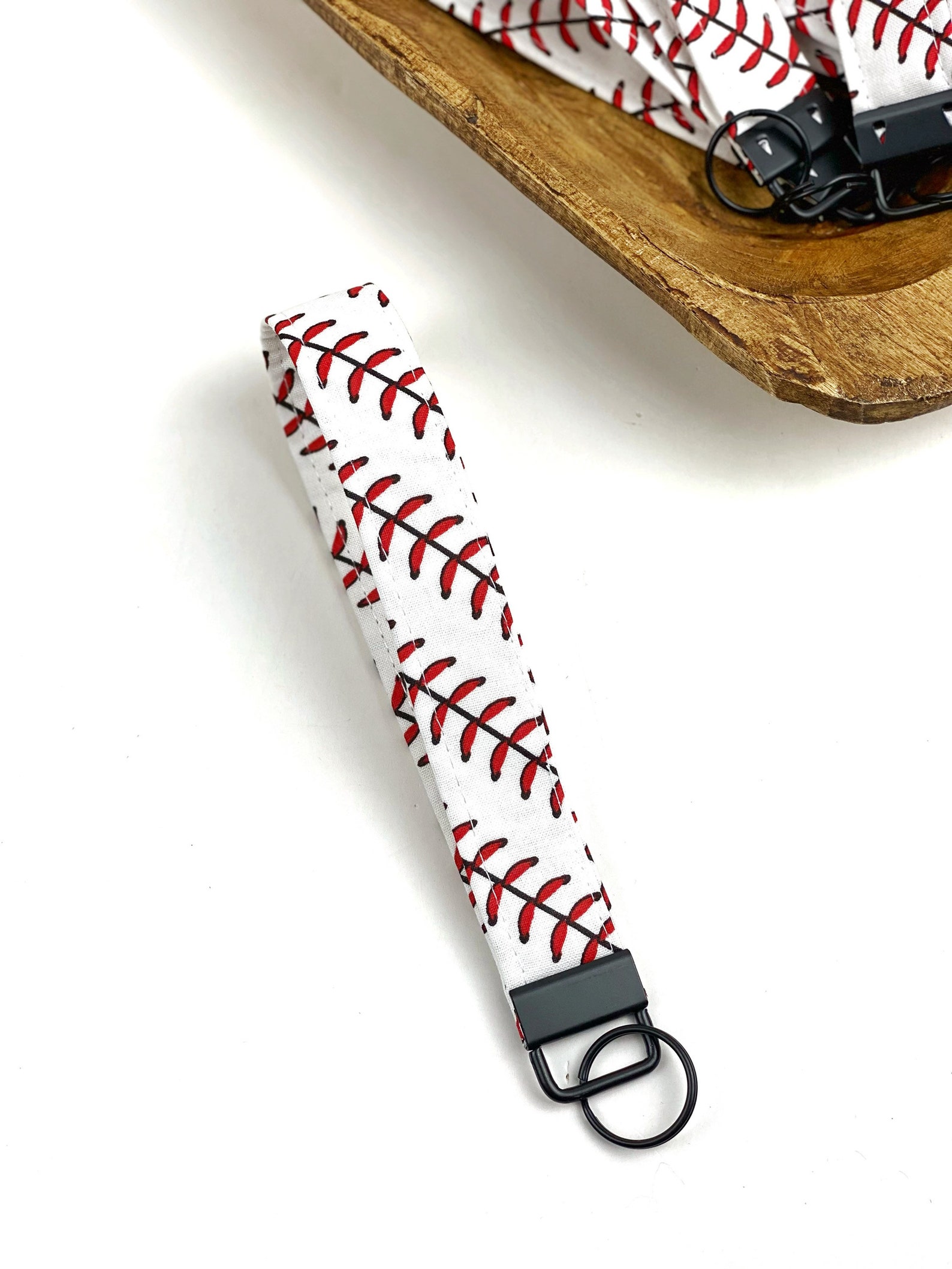 Baseball Stitching Cotton Wristlet Key Fob Fabric Wrist Key Etsy