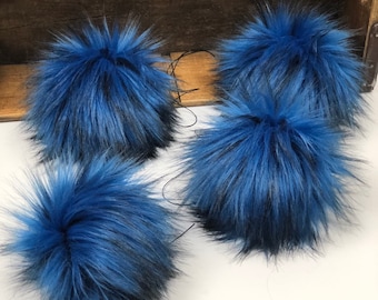 Pompon Fausse Fourrure Tanzanite Bleu Foncé