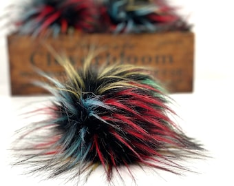 Pyro Faux Fur Pom Pom Handmade Knit & Crochet Hat Poms