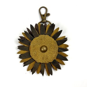 Leather Sunflower Bag Charm Double Layer Flower Purse Accessory image 7
