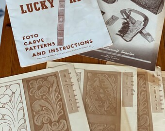 Vintage 1950 Craftool Co Lucky 7 Kit Leather Carve Patterns Wallet Patterns Leathercraft Catalog Lot