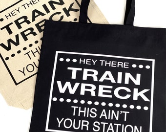 Hey There Trainwreck Canvas Tote Bag & Leopard Ponytail Hat Patch