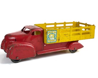 Vintage Marx Toys Polar Ice Company Stake Truck Pressed Steel 1940's Era Toy