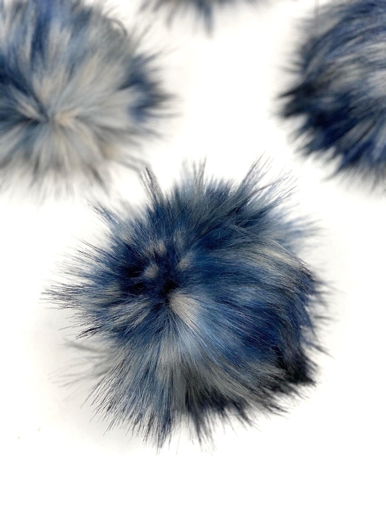 Faux Fur Pom Poms stone Washed Blue Faux Fur Pom Poms Etsy