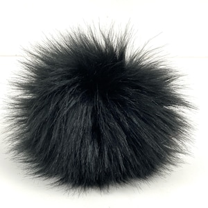 Handmade Black Faux Fur Pom Pom: Knit & Crochet Hat Accessory