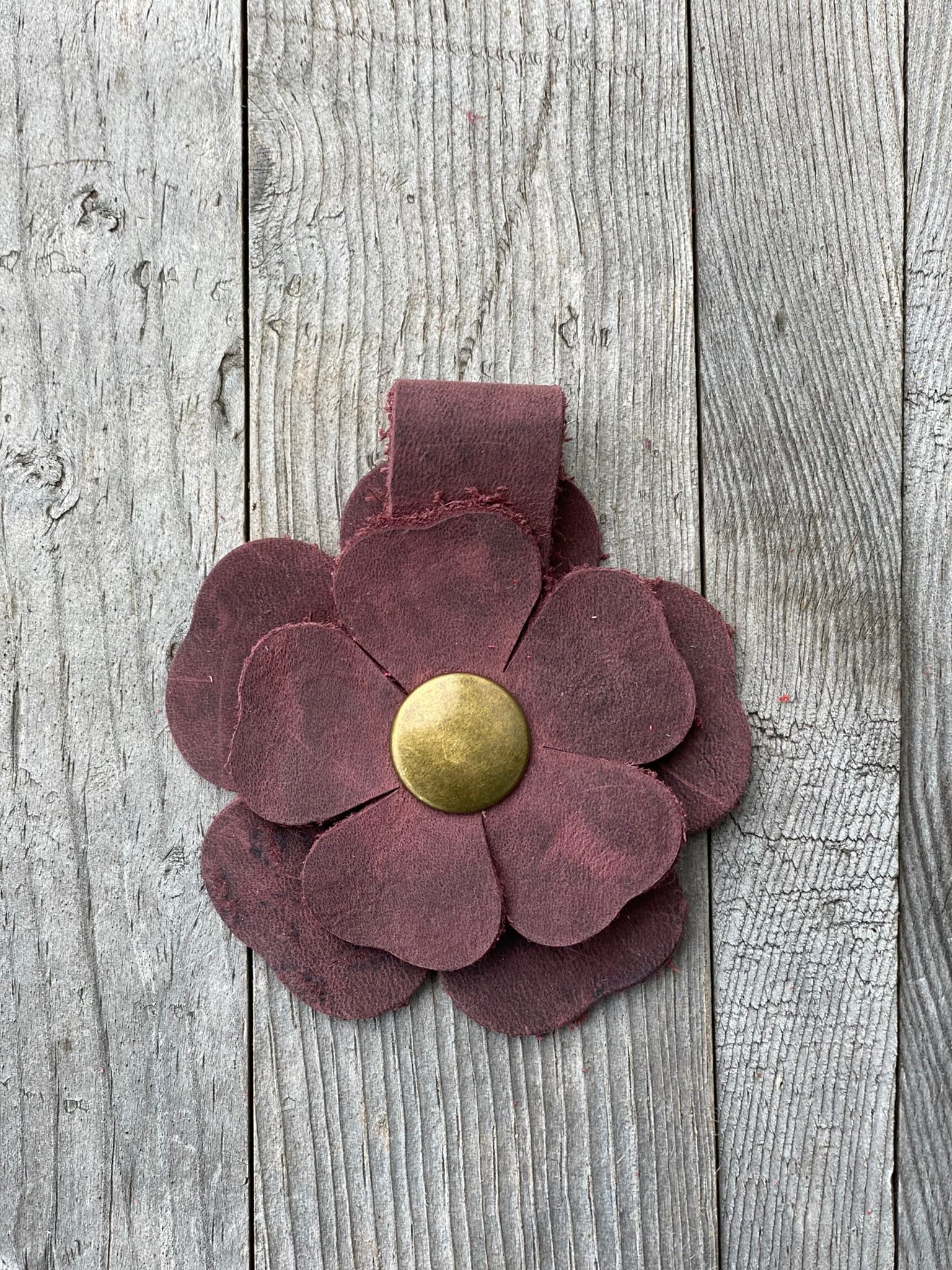 Snap Leather Flower Charm