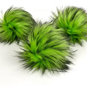 Wicked Faux Fur Pom Pom Lime Green and Black