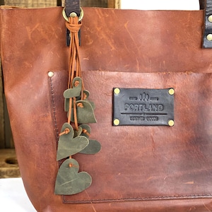 Cascading Hearts Leather Purse Tassel Bag Charm